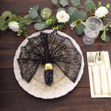 Luxury and Durability in Black Leaf Vine Embroidered Sequin Tulle Napkins